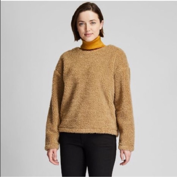 UNIQLO Sherpa Shearling
Pullover - XS Cozy Tan Teddy Sweater Pile Lined Fleece - Picture 1 of 5
